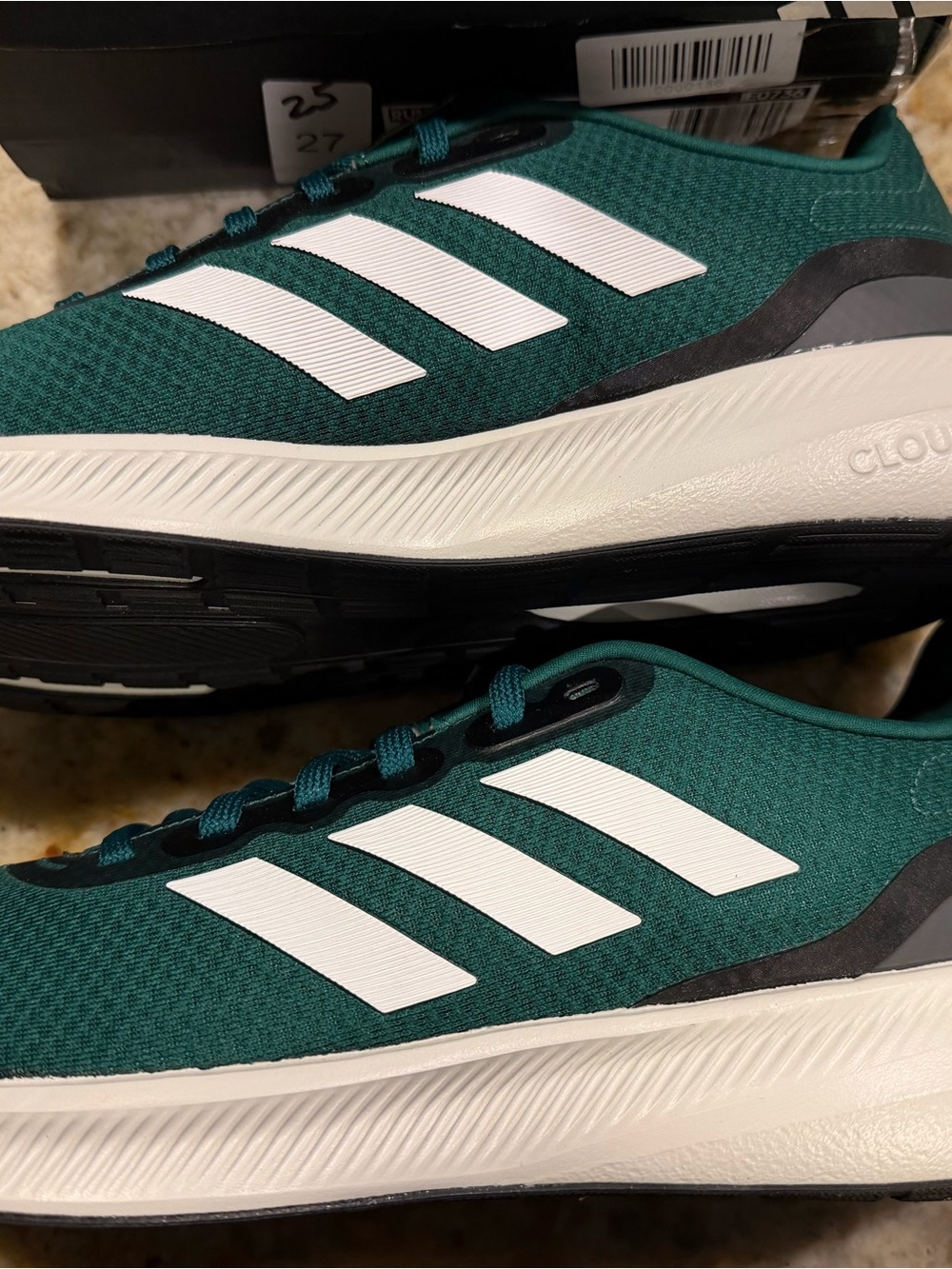 Adidas Men's Teal Green Sneakers with White Stripes